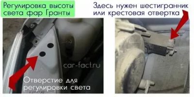 Как поднять фары на Лада гранта?